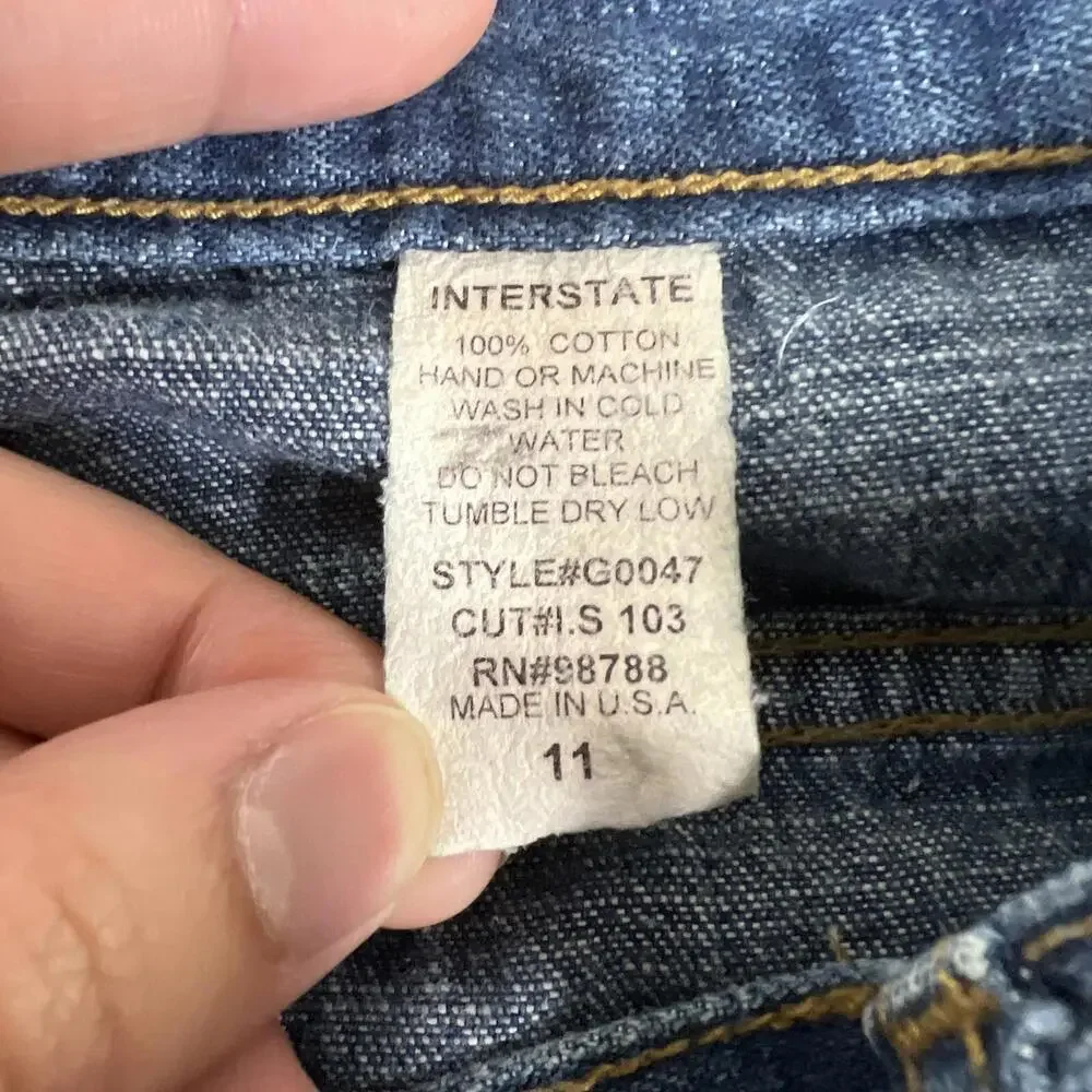 Vintage Y2K IS Girl Interstate Double Leg Baggy Jeans Womens 11 Blue Made in USA - Picture 7 of 10